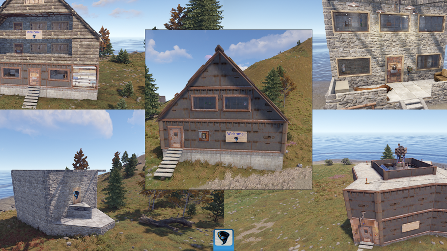 Collage der Raidable Bases aus Pack1