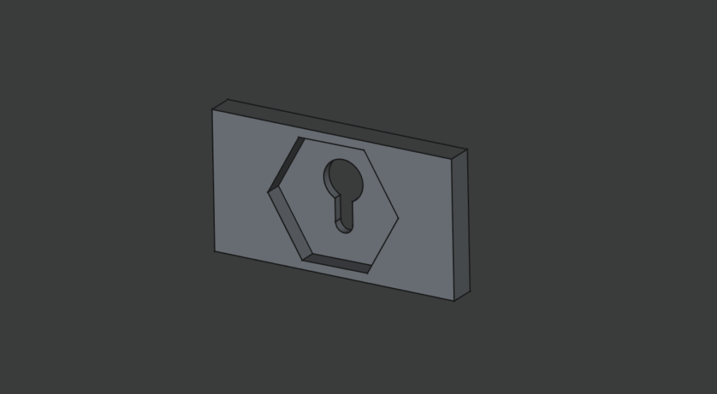 Ansicht auf das graue 3D Model eines Schluessellochaufhängers