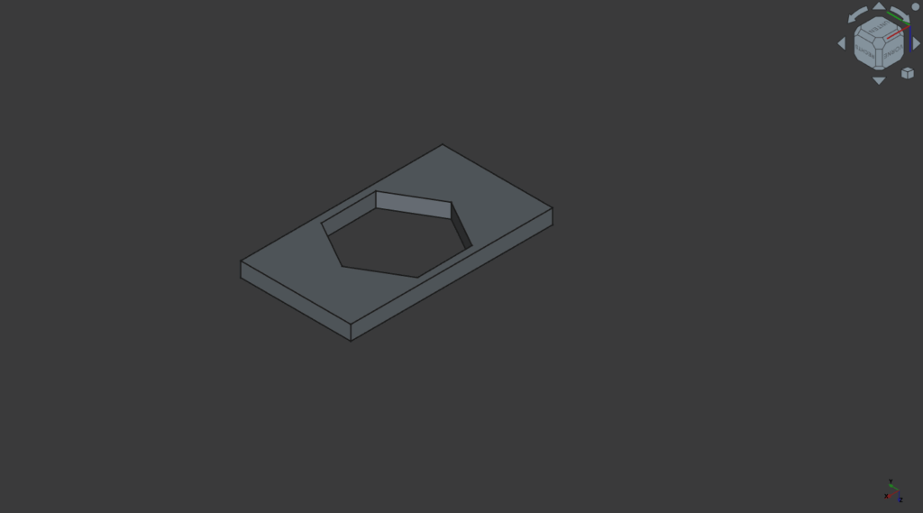 Die 3D Ansicht im FreeCAD einer Schicht des Schlüssellochaufhängers