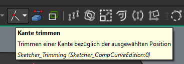 Das Werkzeug "Kante trimmen" in FreeCAD.