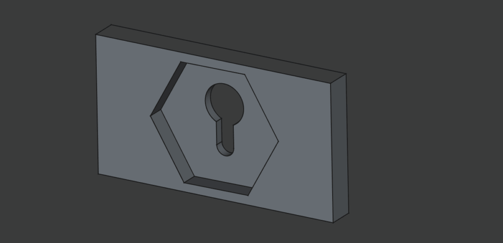Ansicht auf das graue 3D Model eines Schlüssellochaufhängers